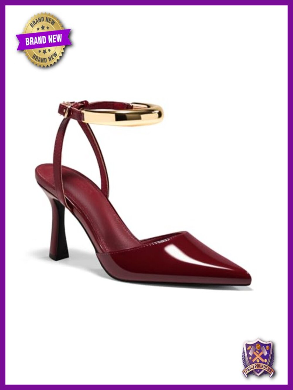 Womens Strappy High Heels Closed Pointed Toe Pumps Ankle Strap Metal Party